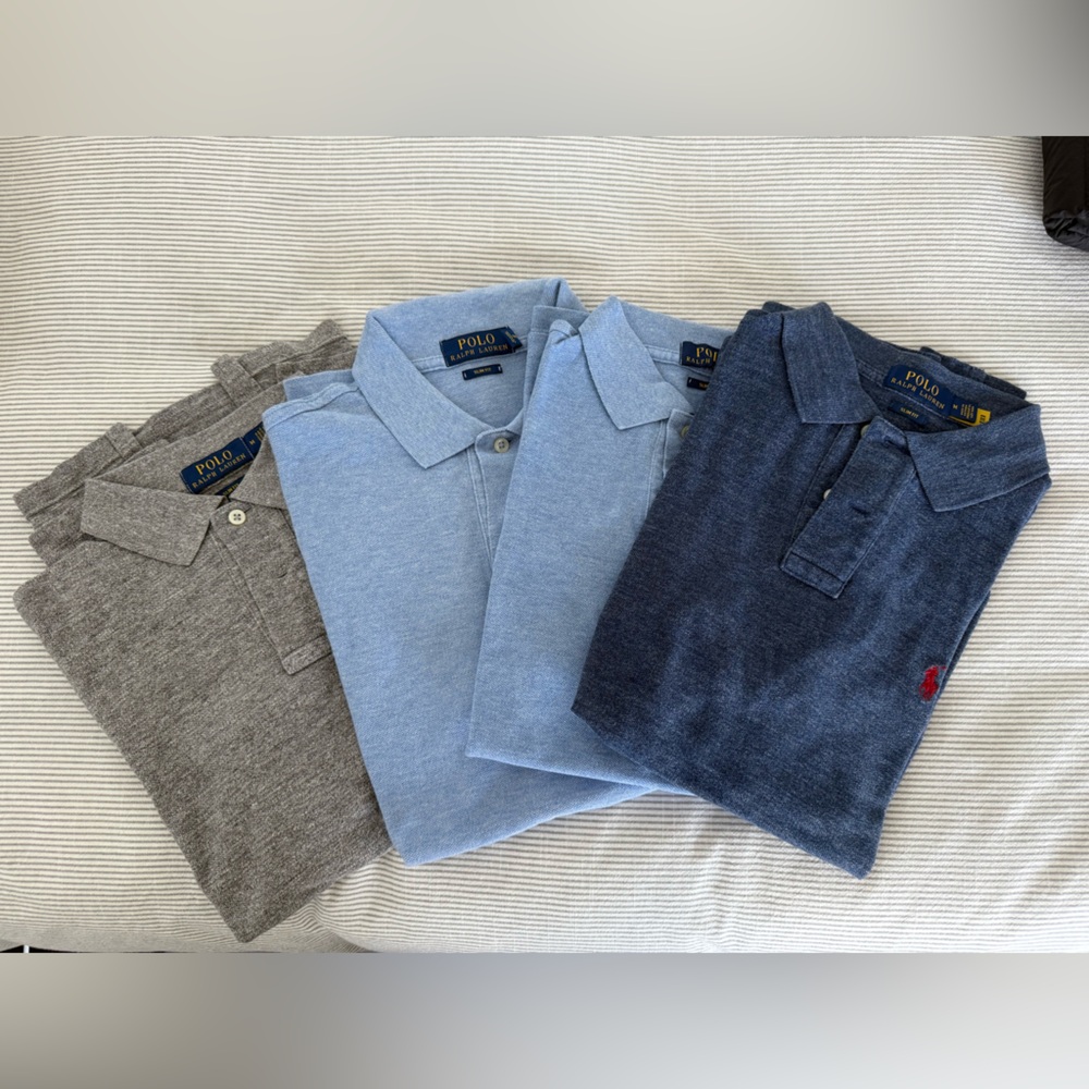 Polo by Ralph Lauren Men's Polo Shirts - Pack of 4 - Blue, Light Blue x2, Gray